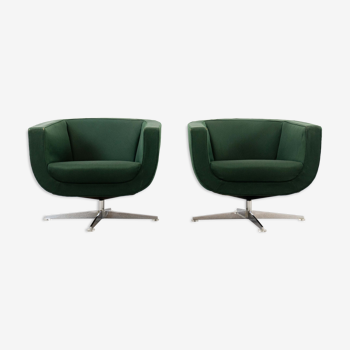 Fauteuil sen tissu vert foncé années 60