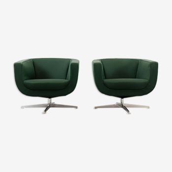 Vintage Mid Century Clubchairs - Cocktail Chairs in dark green fabrics 60s