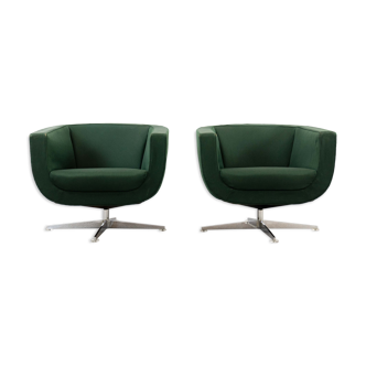 Vintage Mid Century Clubchairs - Cocktail Chairs in dark green fabrics 60s