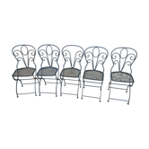 5 foldable garden chairs in wrought iron Epoch 1900