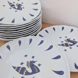 12 assiettes à dessert Air France Bernardaud Limoges décor Jean Picart