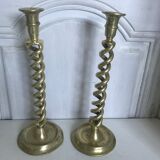 Pair of bronze candle holders 35cm