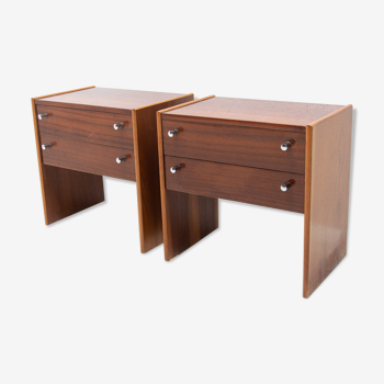 Paire de tables de chevet en acajou vintage, UP Zavody, Tchécoslovaquie, années 1980