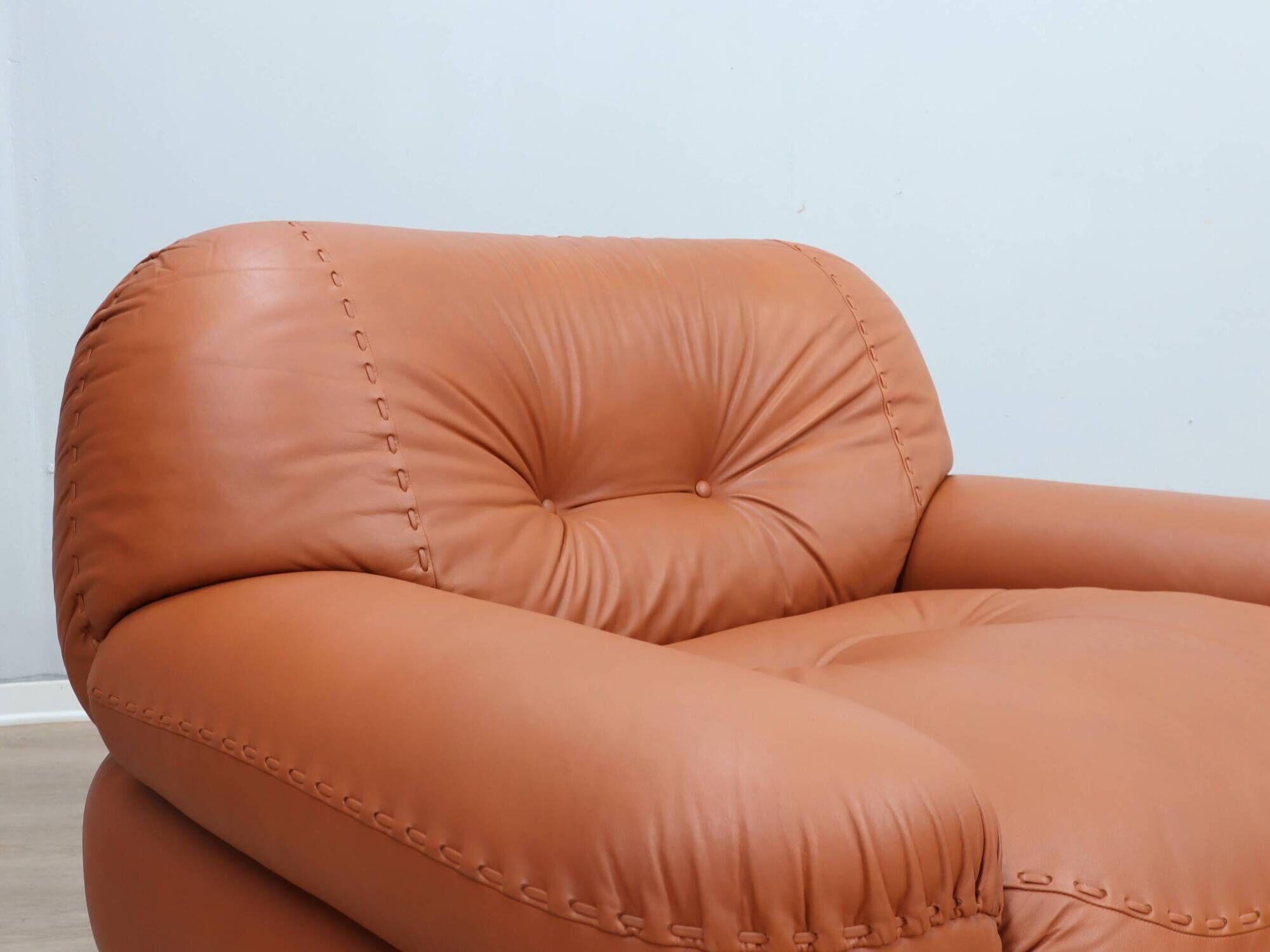 Sapporo cognac leather armchairs by Mobil GIRGI 1970s