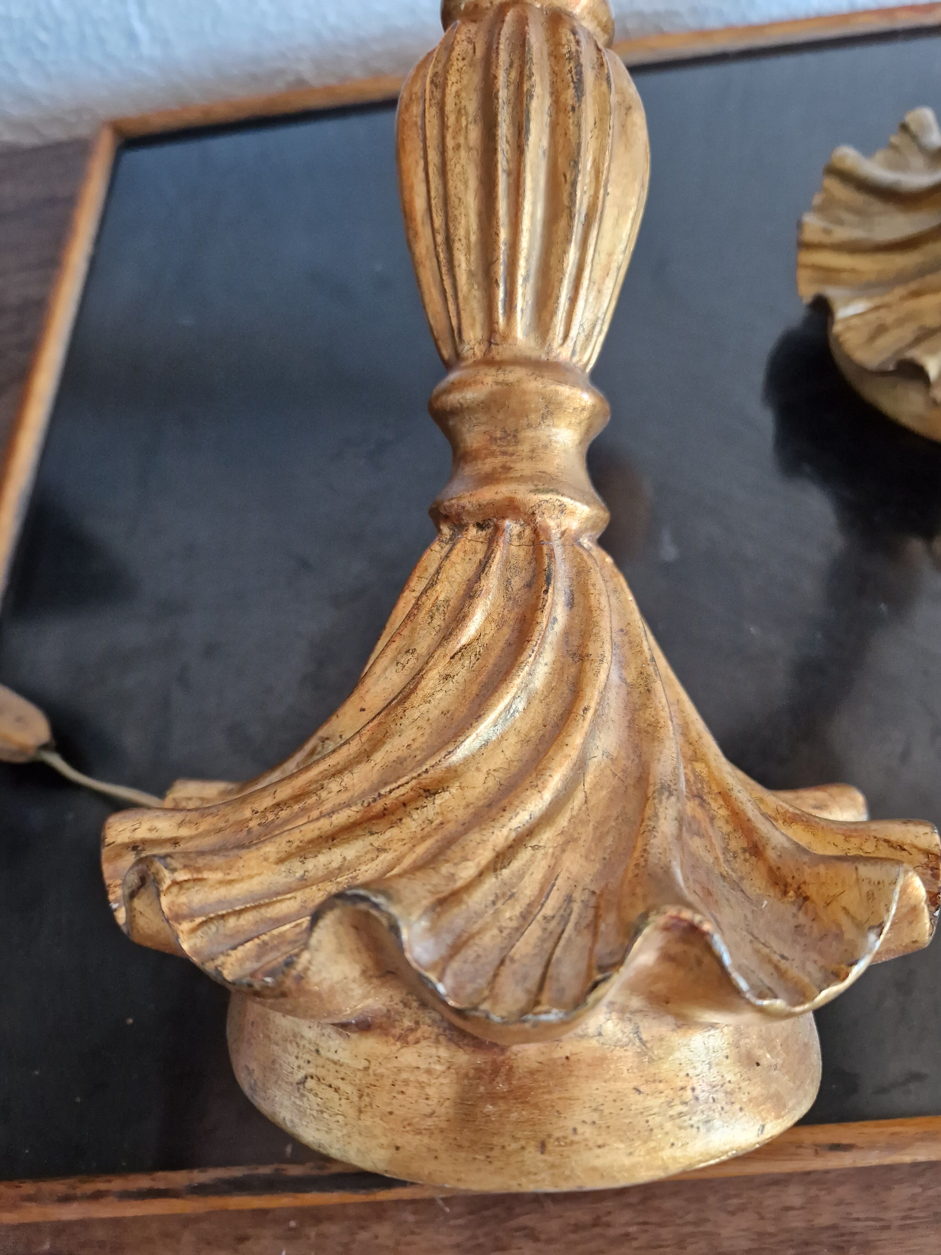 Pair of giltwood lamp feet
