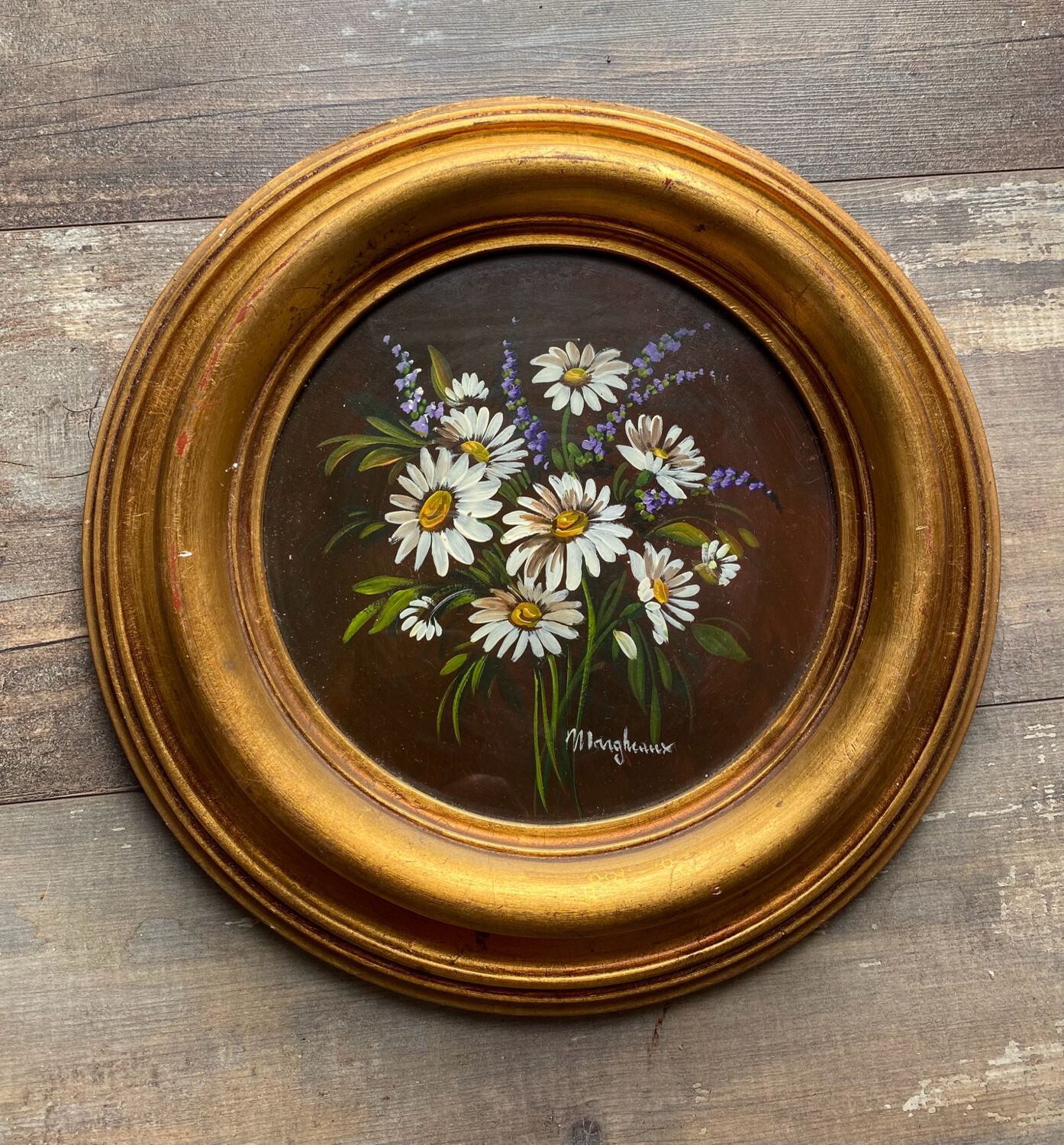 Painting bouquet round frame
