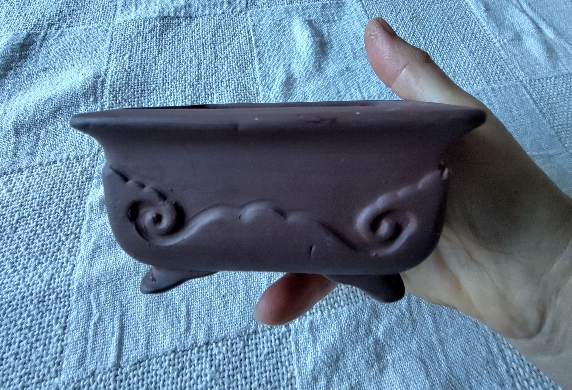 Rectangular cascade bonsai pot unglazed ceramic