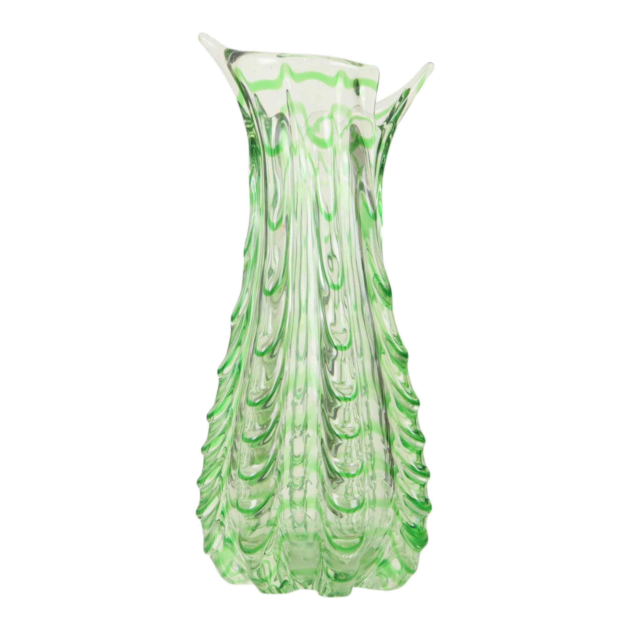 Large Green Glass Vase Murano Dino Martens Style 1960s