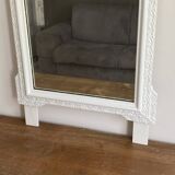 Late 19th century mirror with decorated pediment. 105x80. White.