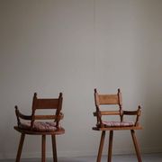 Handcrafted Tripod Armchairs in Oak, by a Danish Cabinetmaker, Folk Art, 1930s