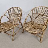 Vintage wicker basket armchairs