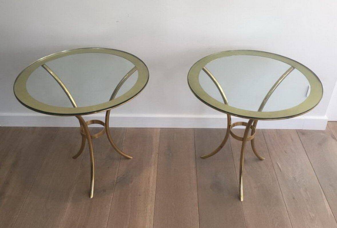 Pair of round gold side tables