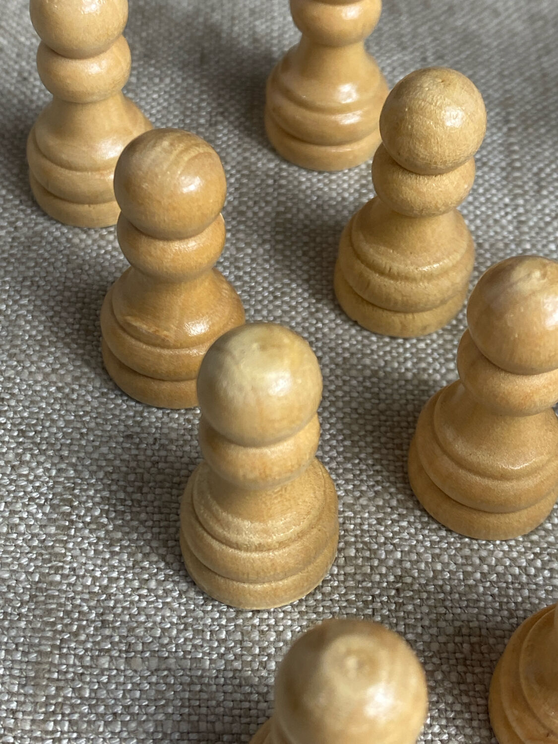 Carved wooden chess set