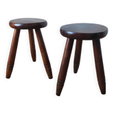 Paire de tabourets tripode vintage