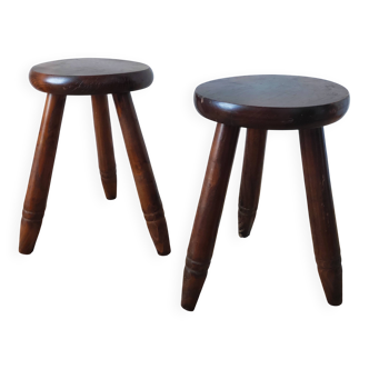 Paire de tabourets tripode vintage