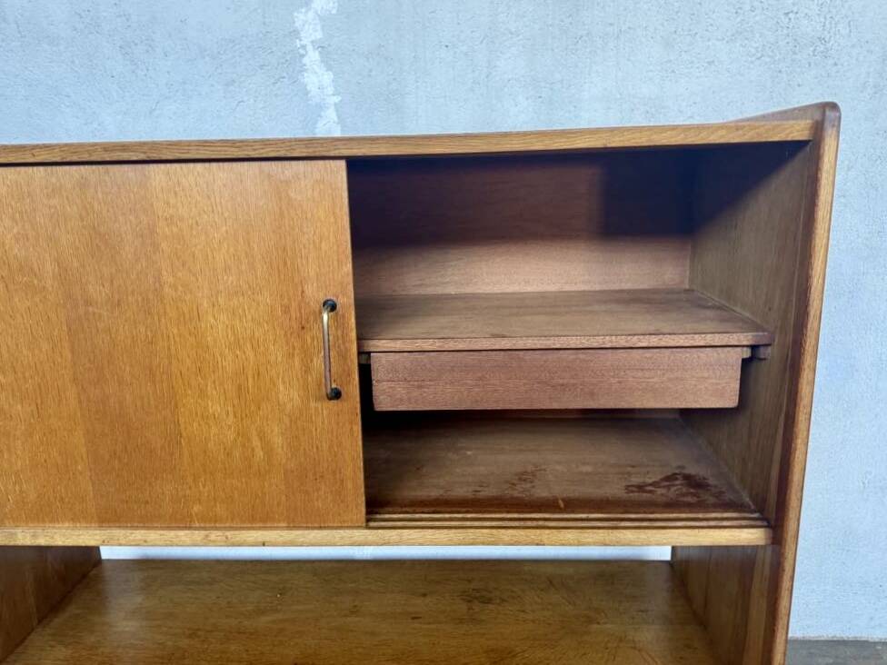 Vintage Roger Landault sideboard in light wood with 2 sliding doors