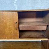 Vintage Roger Landault sideboard in light wood with 2 sliding doors