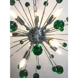 Contemporary Chandelier Green Sputnik Murano Glass Chandelier