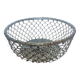 Corbeille ronde en métal argenté – Design ajouré