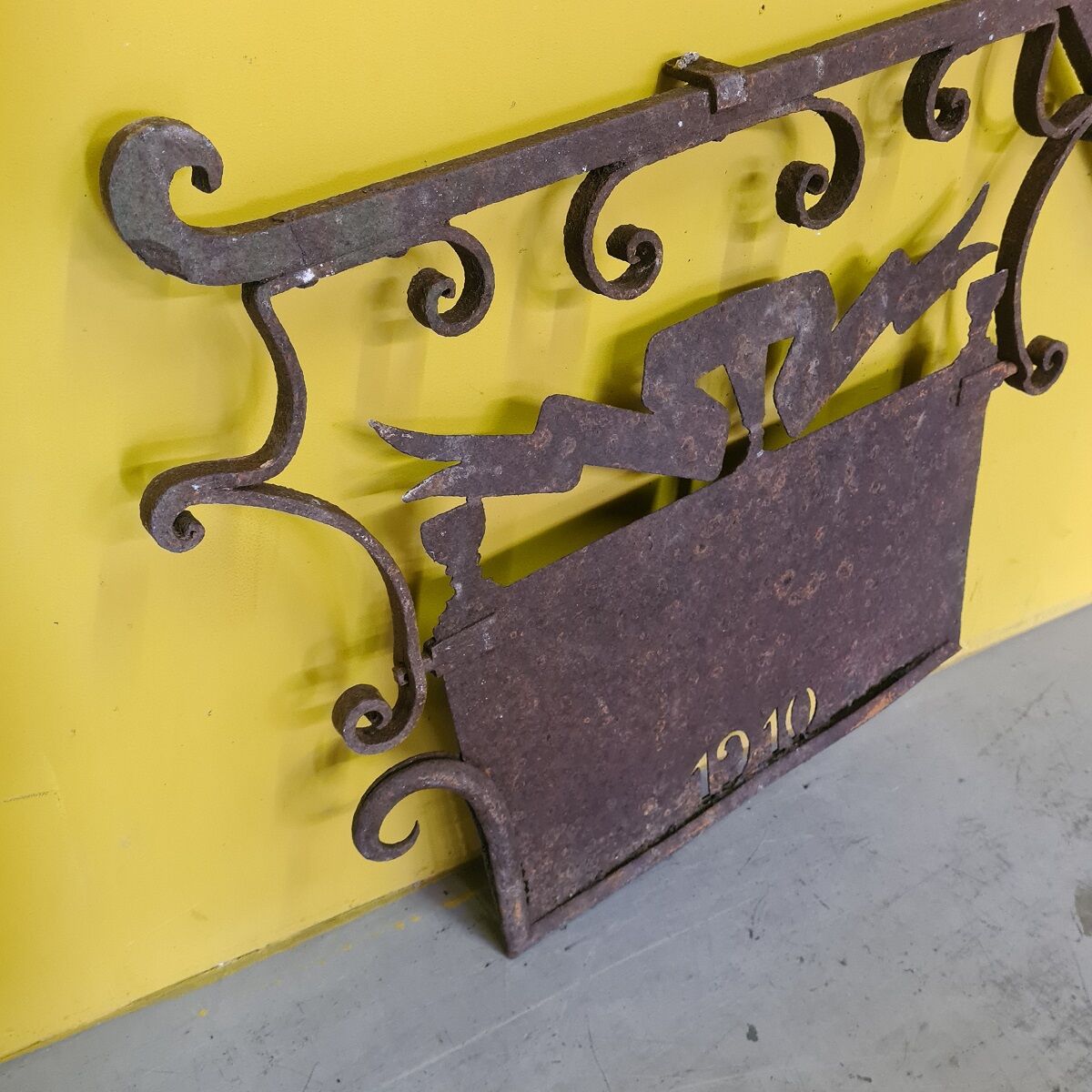 Antique French Wrought Iron Shop Signboard from 1910