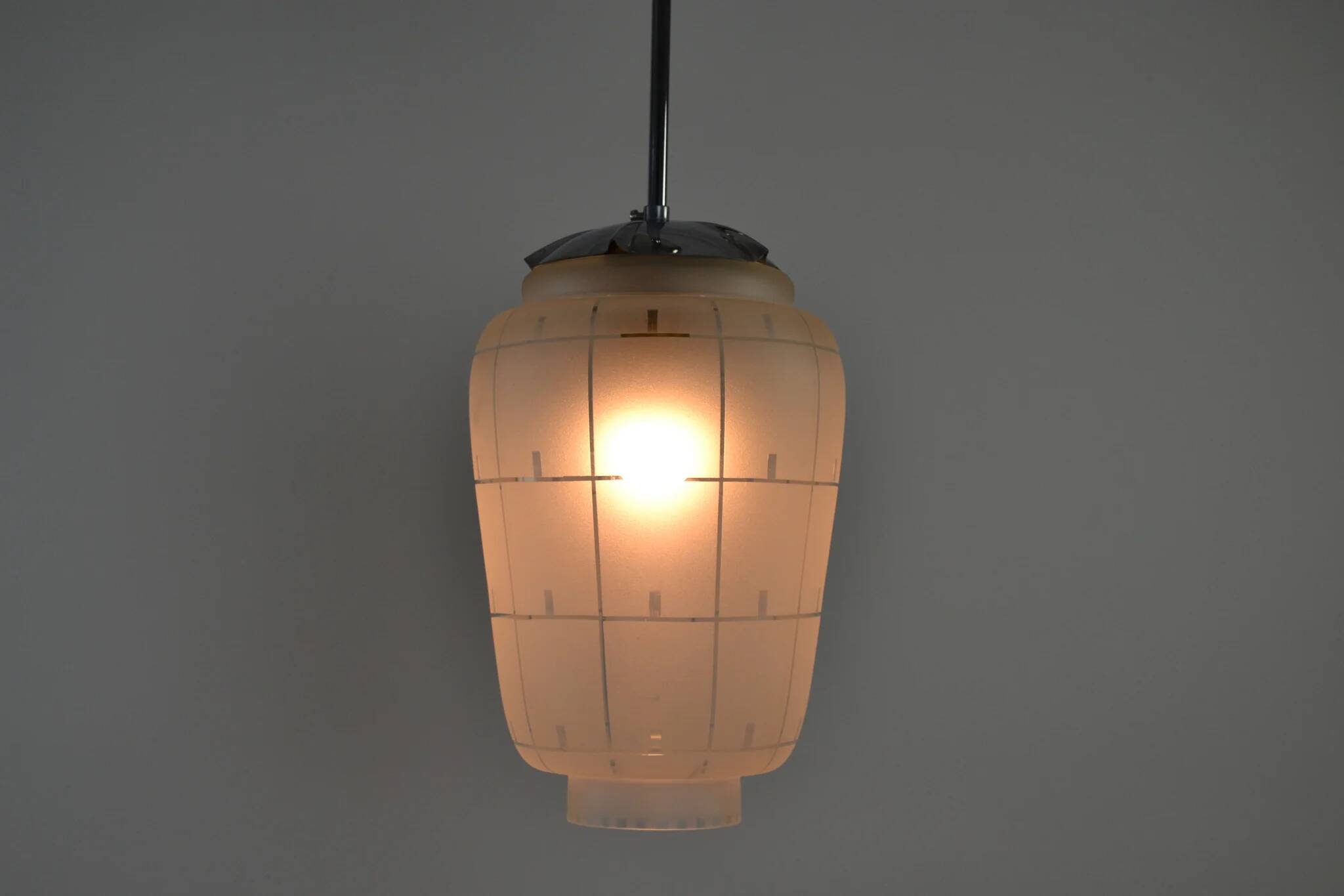 Modernist Pendant or Ceiling Lamp, Glass and Metal, 1930s/1940s, Sweden