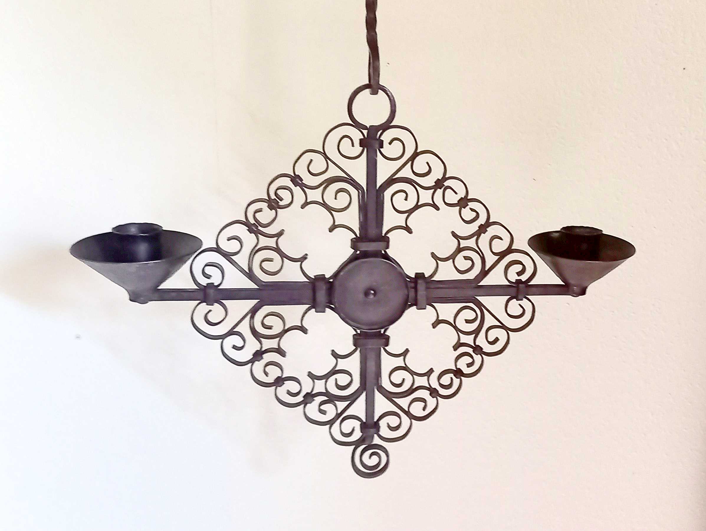 Black Scandinavian wrought iron wall candle holder 1940/50