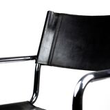 Pair of Matteo Grassi MG5 chairs in black leather and chrome