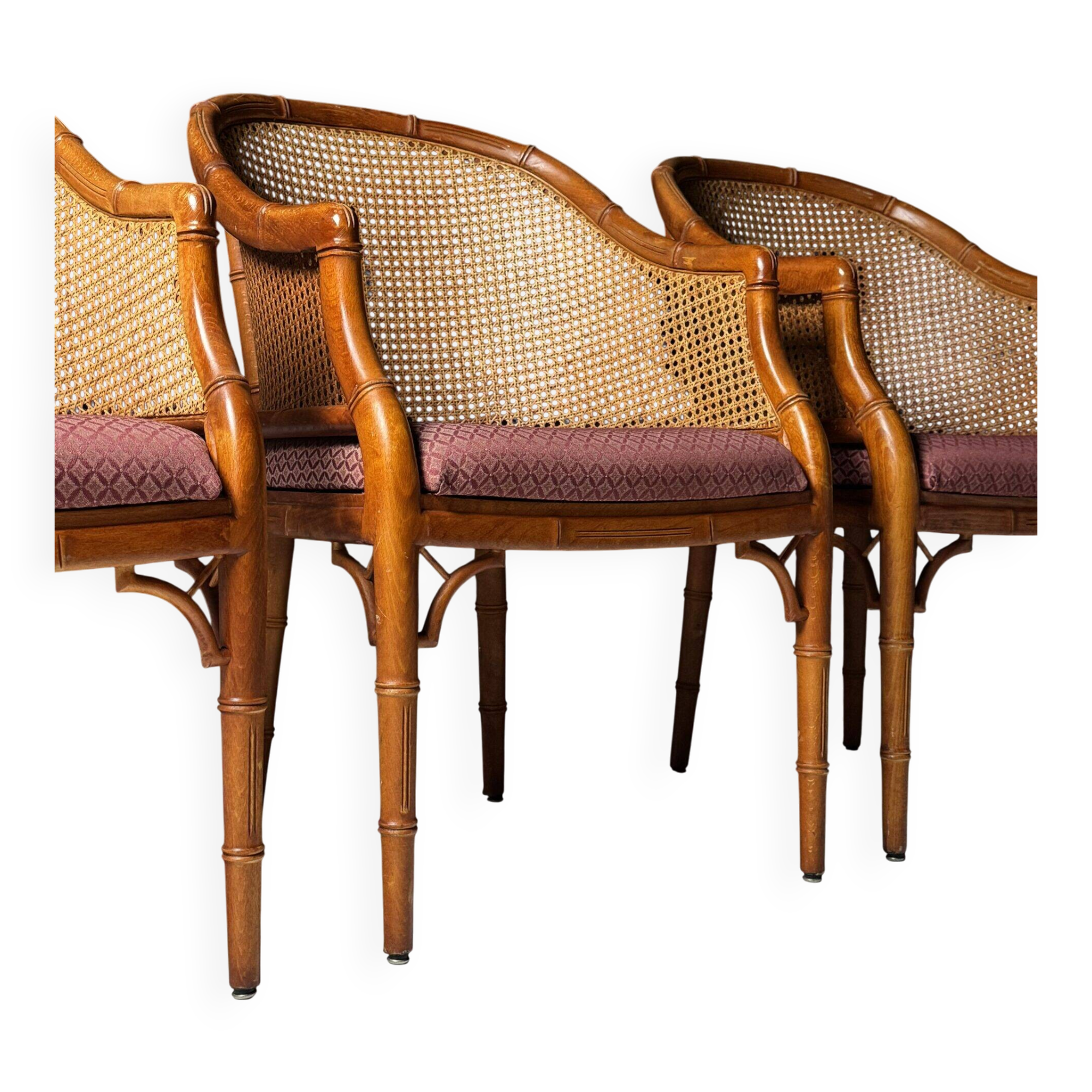Set of 4 vintage faux bamboo chairs