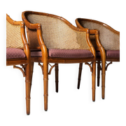 Ensemble de 4 chaises vintage en faux bambou