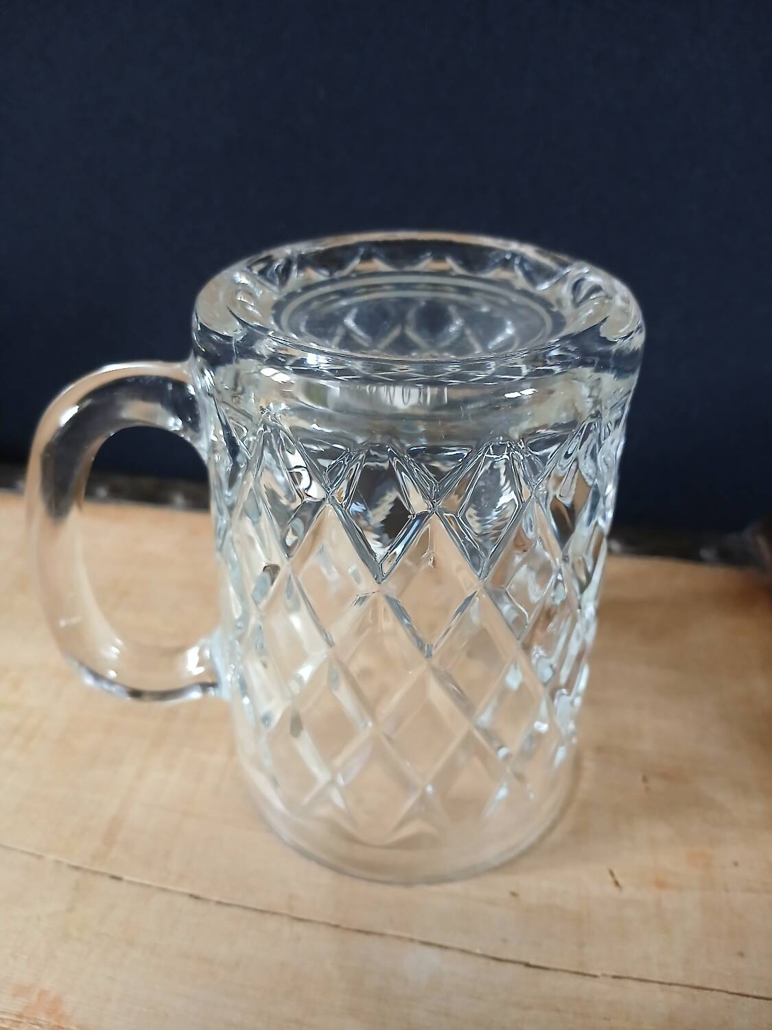 8 antique chiseled glass glasses / mugs