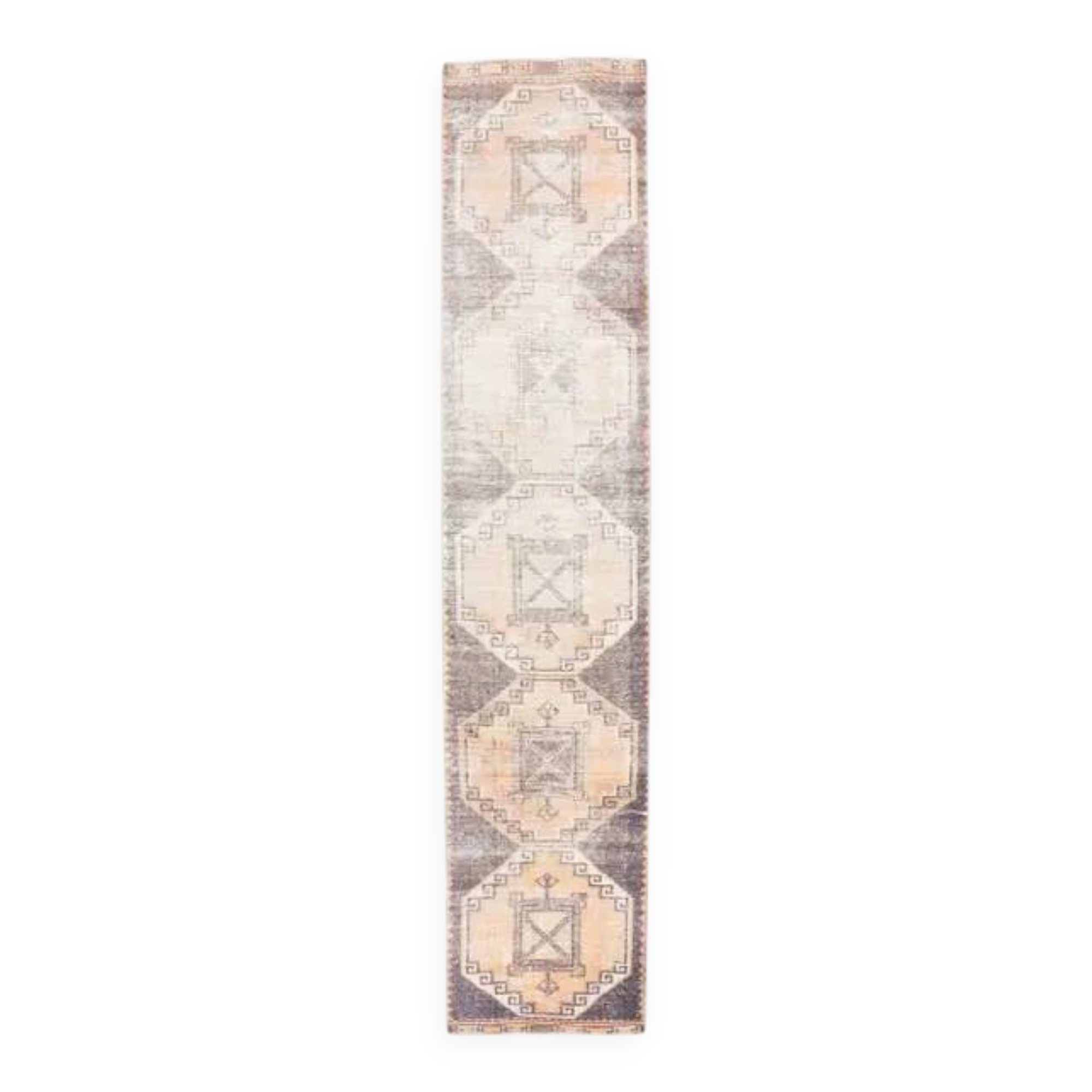 1960s Turkish Hand-Knotted Geometric Runner Rug 80x386