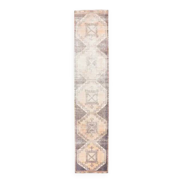 1960s Turkish Hand-Knotted Geometric Runner Rug 80x386