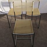 Set of 3 chrome spaghetti chairs model 101 from Belotti for Alias of the 70s-80s