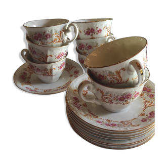 Digoin porcelain cups and sub-cups set