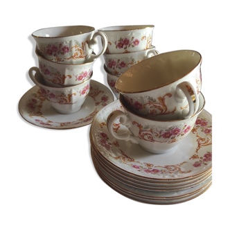 Ensemble tasses et sous tasses porcelaine de Digoin