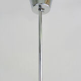 Vintage chandelier with 3 branches in chrome metal and glass globe. Year 70