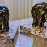Paire de serre livres art deco marbre