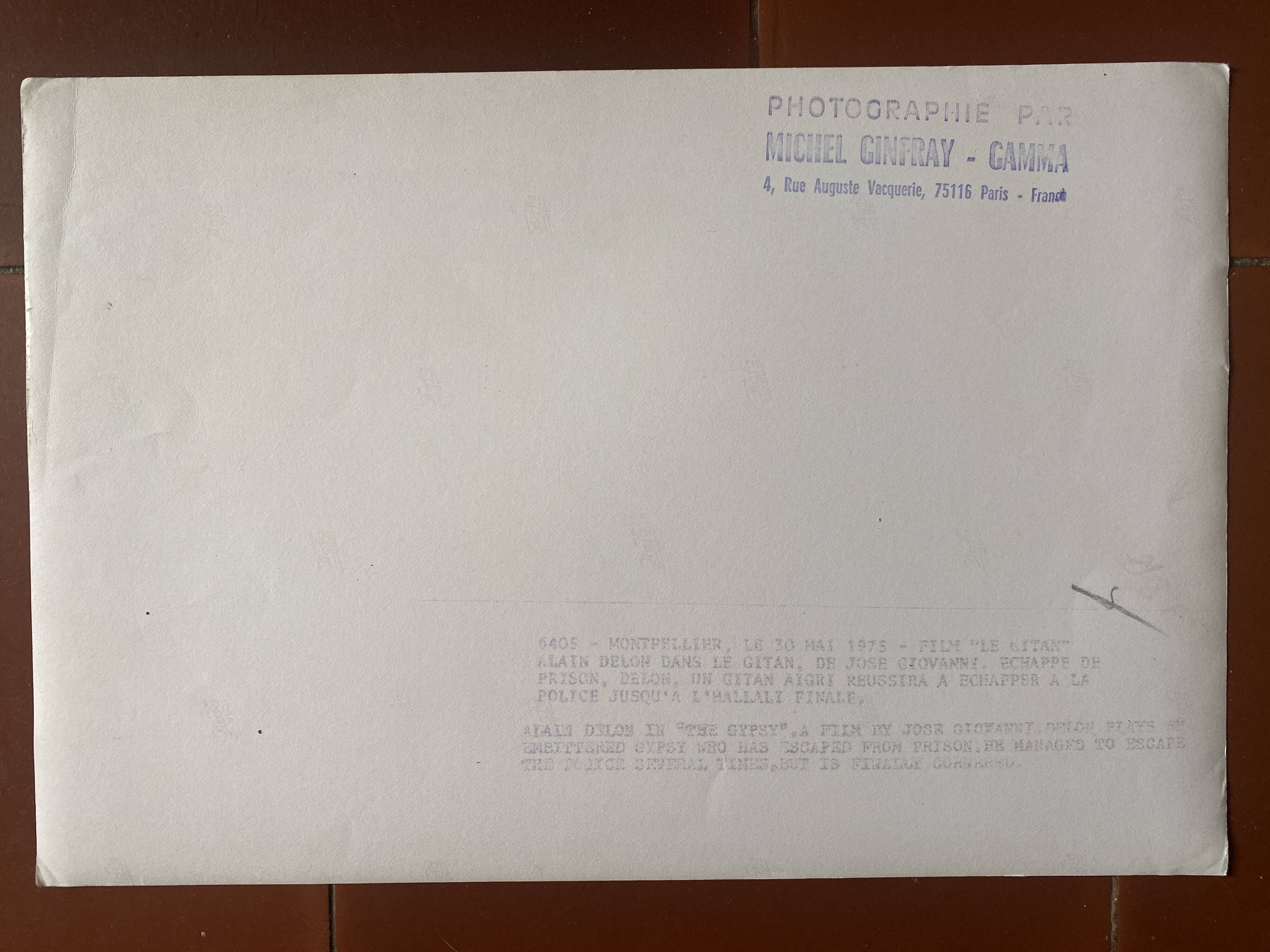 Original photo LE GITAN José Giovanni Alain Delon Motorcycle BMW 20x30cm 1975