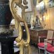 Mirror with carved and gilded wooden frame, 18th century, with scrollwork decoration.