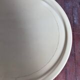 Set of two circular cream plastic sofa ends, 60s/70s