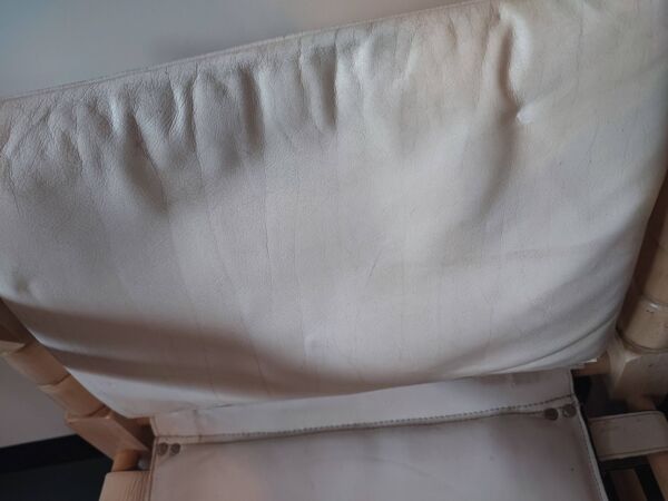 Fauteuil safari cuir blanc