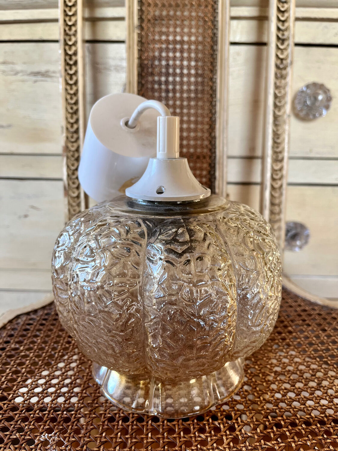 Vintage glass pendant light 1960 1970