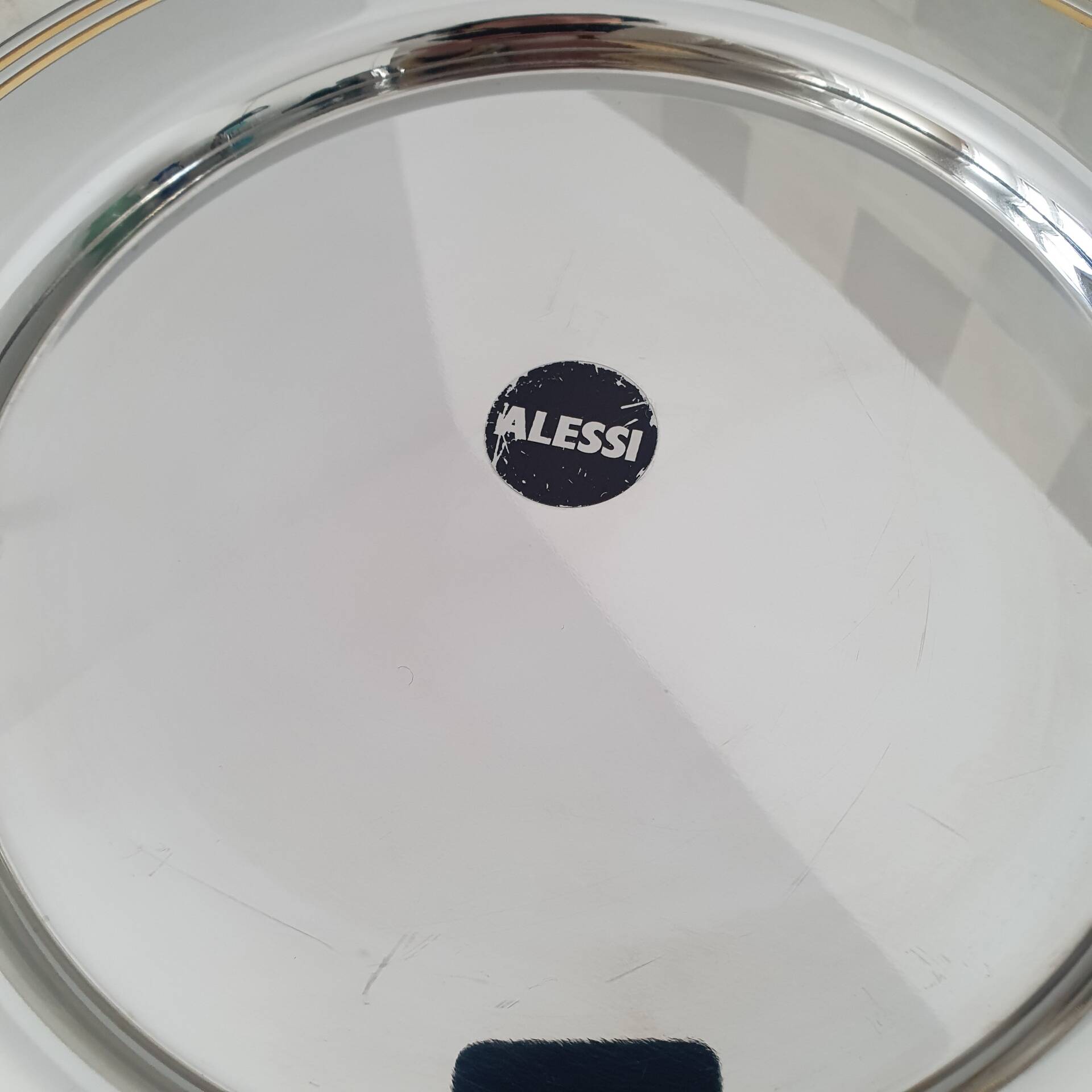 Alessi Ettore Sottsass / Serving plate stainless steel 18/10 and gold NG5100
