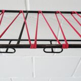 Minimalist wall coat rack in string design in black and red