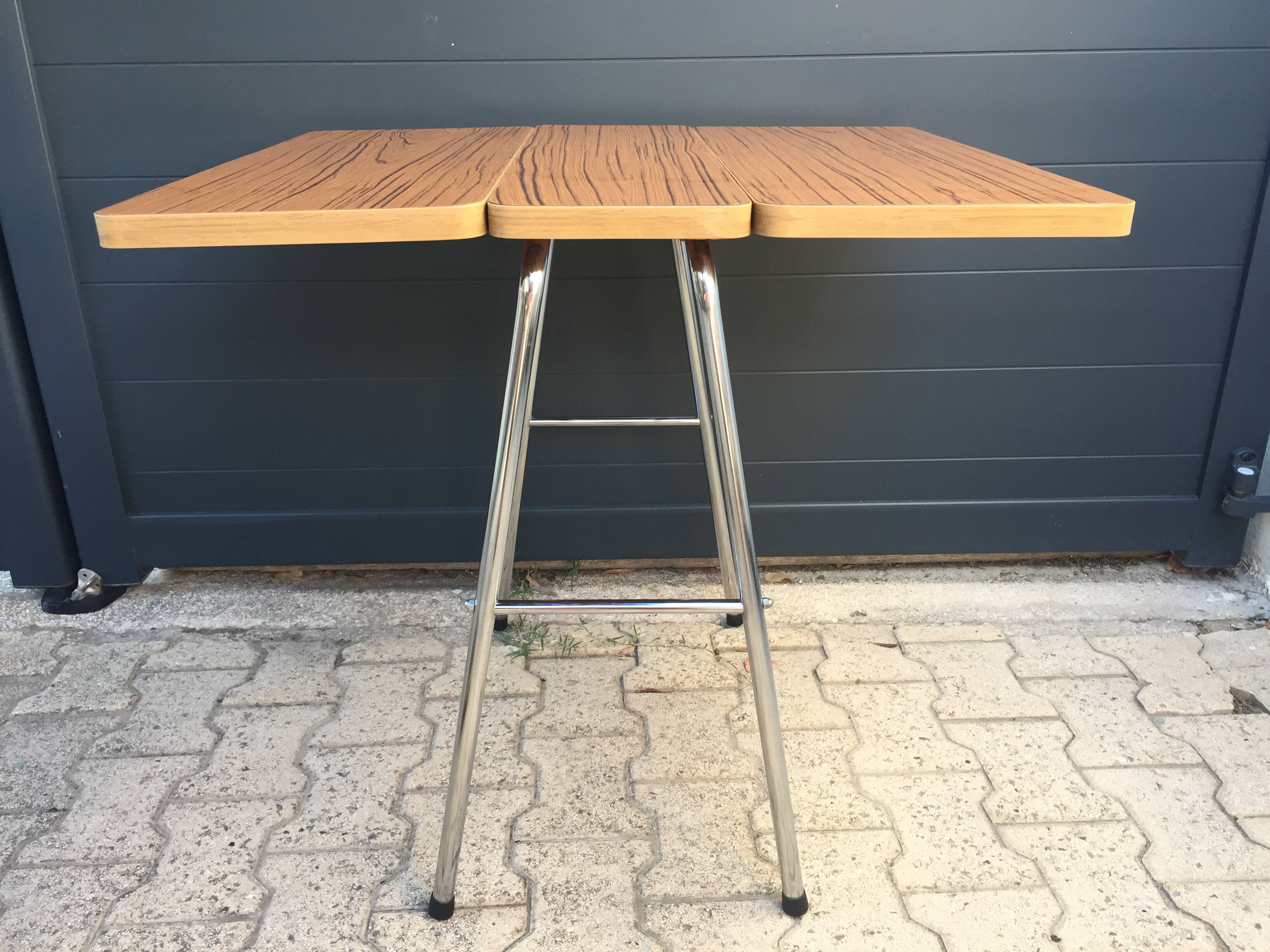 Folding Side Table in Formica & Chromed Metal Vintage Retro 1960 - 1970