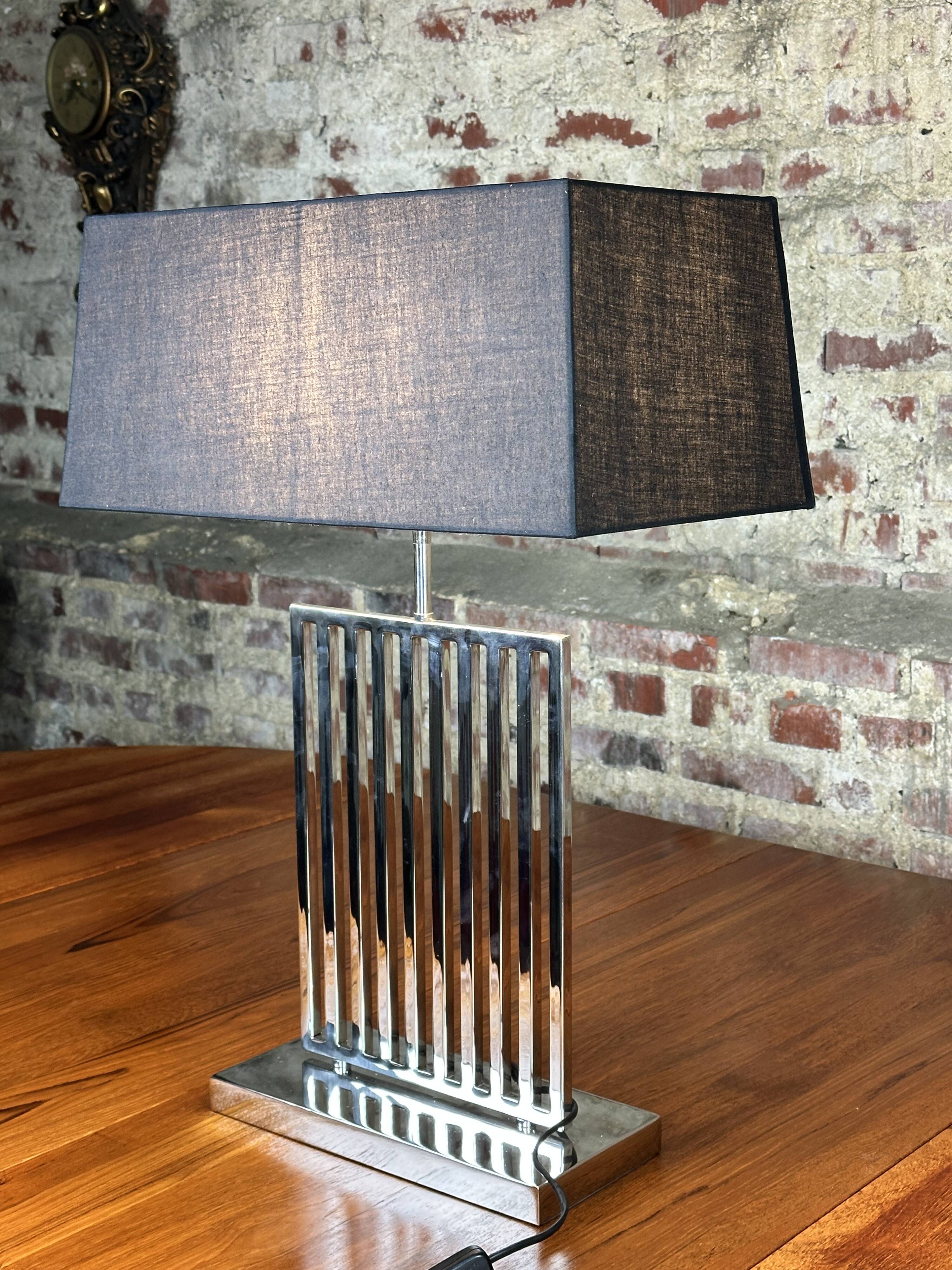 Designer lamp in chromed metal from the 2000s, height 70 cm