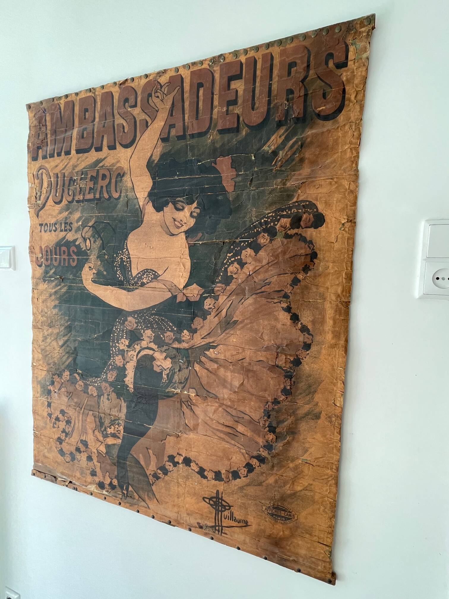 Affiche ancienne des années 1890 par Guillaume. Affiches - Camis Paris. Ambassadeurs Duclerc tous les Jours