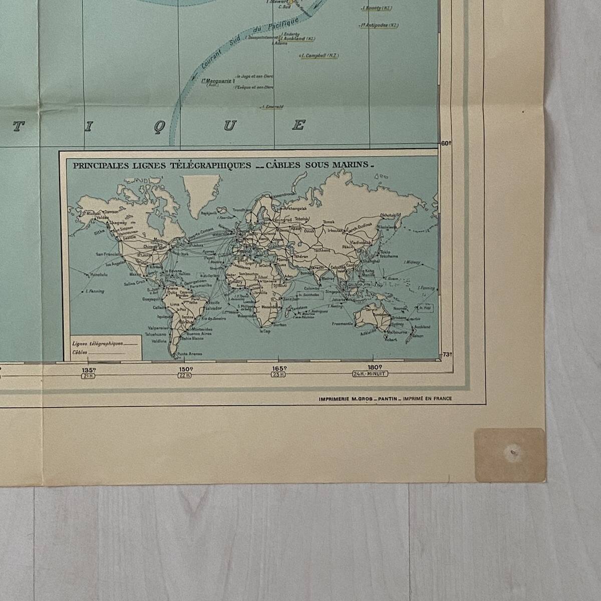 Planisphère mappemonde Taride vintage 1976