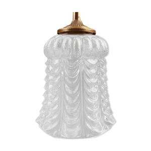 Lampe baladeuse suspension tulipe vintage verre pressé