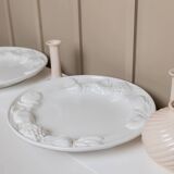 Set of 2 White Ceramic Plates with Sculpted Fruit Relief – Vintage Italy 1980s Mid-Century Decor